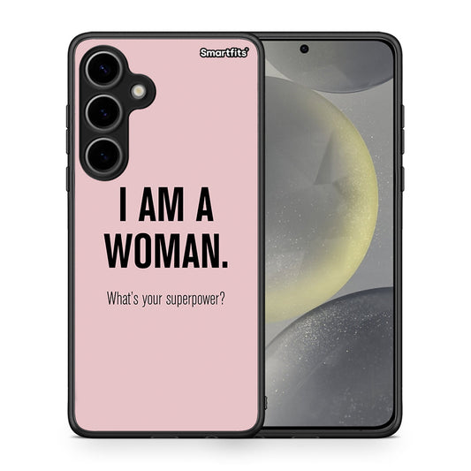 Θήκη Samsung Galaxy S24 Plus Superpower Woman από τη Smartfits με σχέδιο στο πίσω μέρος και μαύρο περίβλημα | Samsung Galaxy S24 Plus Superpower Woman case with colorful back and black bezels