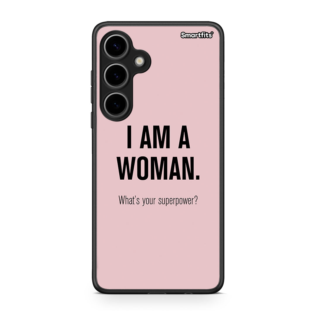 Samsung Galaxy S24 Plus Superpower Woman θήκη από τη Smartfits με σχέδιο στο πίσω μέρος και μαύρο περίβλημα | Smartphone case with colorful back and black bezels by Smartfits