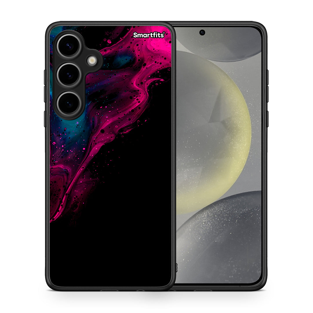 Θήκη Samsung Galaxy S24 Plus Pink Black Watercolor από τη Smartfits με σχέδιο στο πίσω μέρος και μαύρο περίβλημα | Samsung Galaxy S24 Plus Pink Black Watercolor case with colorful back and black bezels