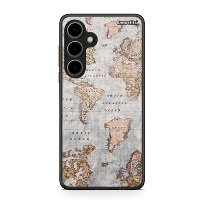 Samsung Galaxy S24 Plus World Map Θήκη από τη Smartfits με σχέδιο στο πίσω μέρος και μαύρο περίβλημα | Smartphone case with colorful back and black bezels by Smartfits