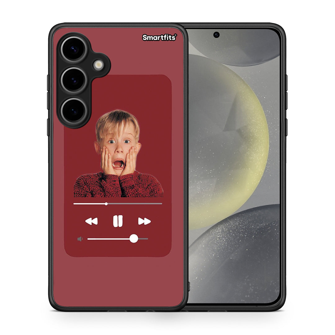 Θήκη Samsung Galaxy S24 Plus Xmas Alone Music από τη Smartfits με σχέδιο στο πίσω μέρος και μαύρο περίβλημα | Samsung Galaxy S24 Plus Xmas Alone Music case with colorful back and black bezels