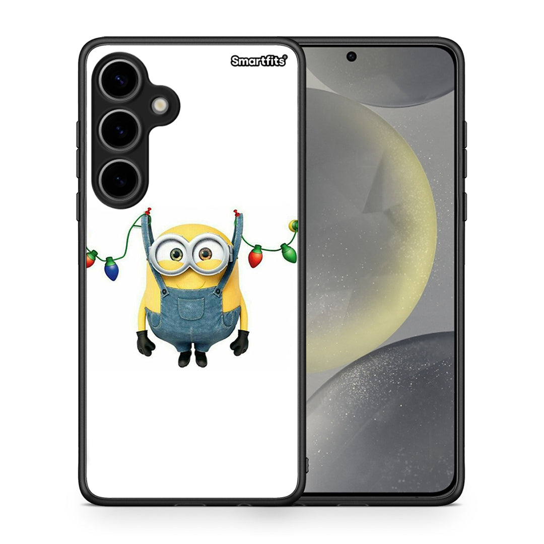 Θήκη Samsung Galaxy S24 Plus Xmas Minion Lights από τη Smartfits με σχέδιο στο πίσω μέρος και μαύρο περίβλημα | Samsung Galaxy S24 Plus Xmas Minion Lights case with colorful back and black bezels