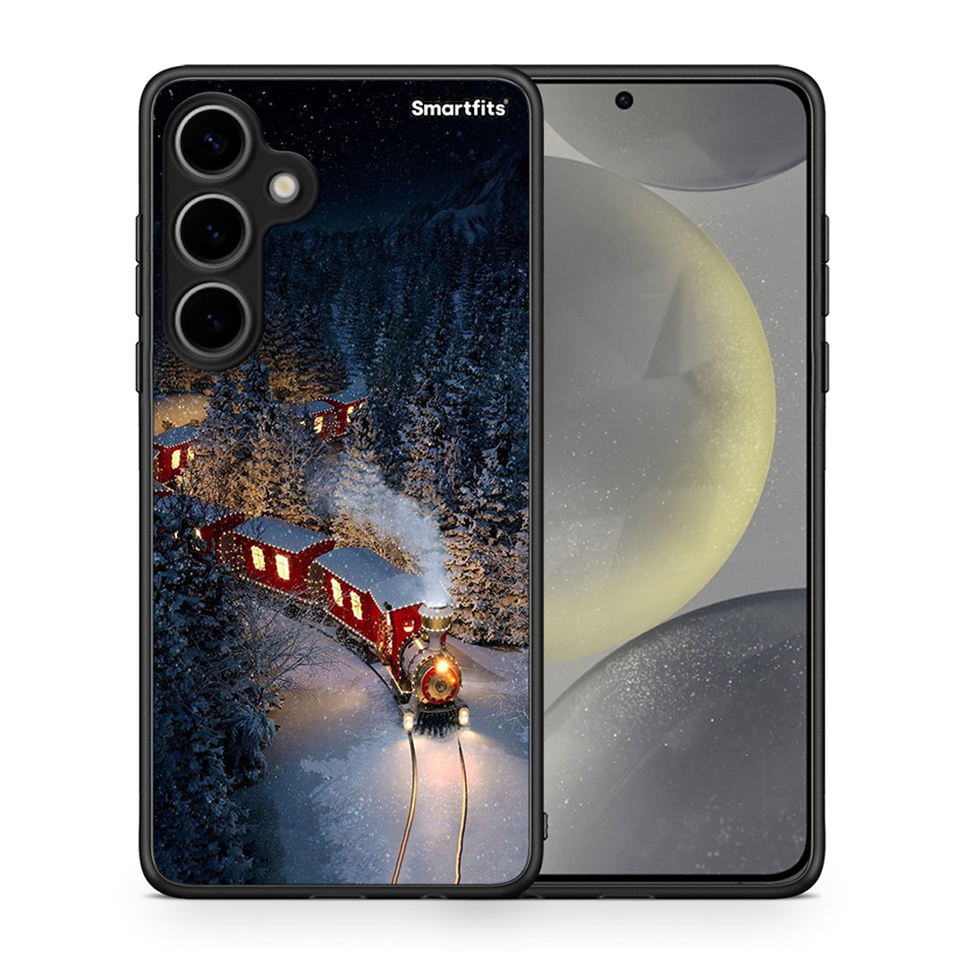 Θήκη Samsung Galaxy S24 Plus Xmas Train από τη Smartfits με σχέδιο στο πίσω μέρος και μαύρο περίβλημα | Samsung Galaxy S24 Plus Xmas Train case with colorful back and black bezels