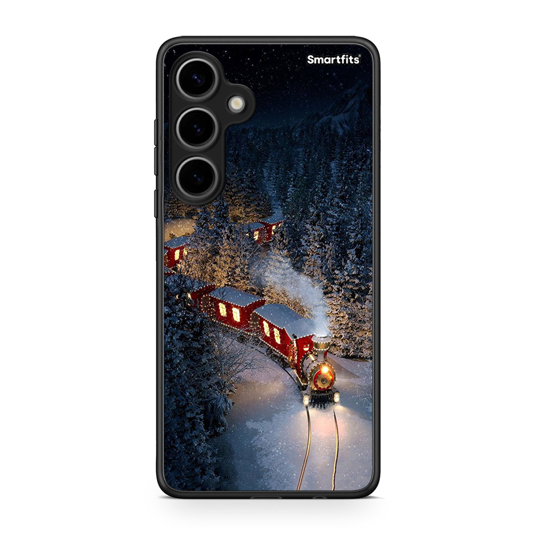 Samsung Galaxy S24 Plus Xmas Train θήκη από τη Smartfits με σχέδιο στο πίσω μέρος και μαύρο περίβλημα | Smartphone case with colorful back and black bezels by Smartfits