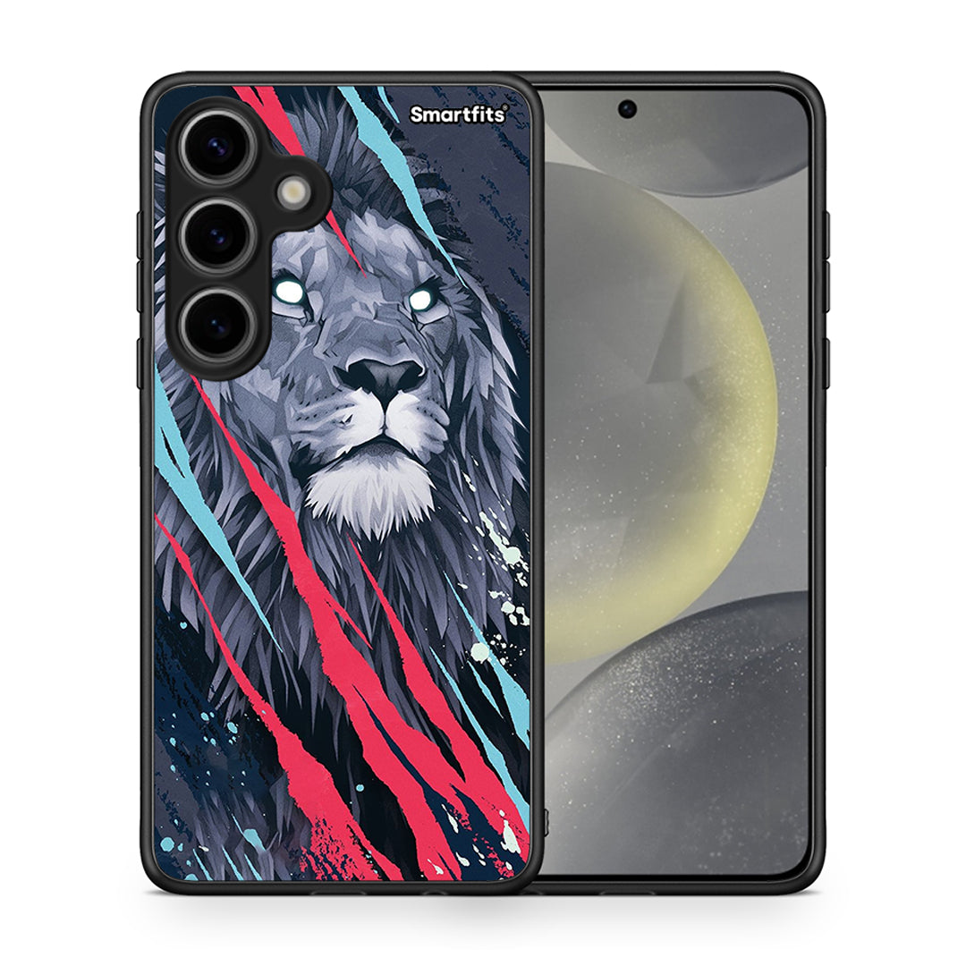 Θήκη Samsung Galaxy S24 Lion Designer PopArt από τη Smartfits με σχέδιο στο πίσω μέρος και μαύρο περίβλημα | Samsung Galaxy S24 Lion Designer PopArt case with colorful back and black bezels