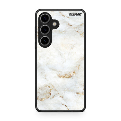 Samsung Galaxy S24 White Gold Marble θήκη από τη Smartfits με σχέδιο στο πίσω μέρος και μαύρο περίβλημα | Smartphone case with colorful back and black bezels by Smartfits