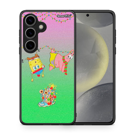 Θήκη Samsung Galaxy S24 Xmas Lights από τη Smartfits με σχέδιο στο πίσω μέρος και μαύρο περίβλημα | Samsung Galaxy S24 Xmas Lights case with colorful back and black bezels