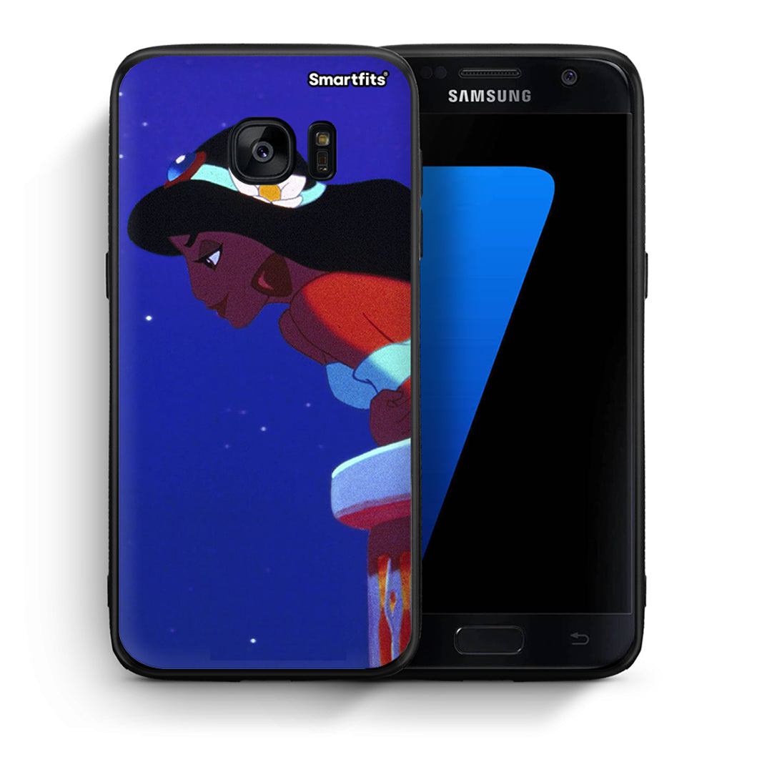 Θήκη Samsung S7 Alladin And Jasmine Love 2 από τη Smartfits με σχέδιο στο πίσω μέρος και μαύρο περίβλημα | Samsung S7 Alladin And Jasmine Love 2 case with colorful back and black bezels