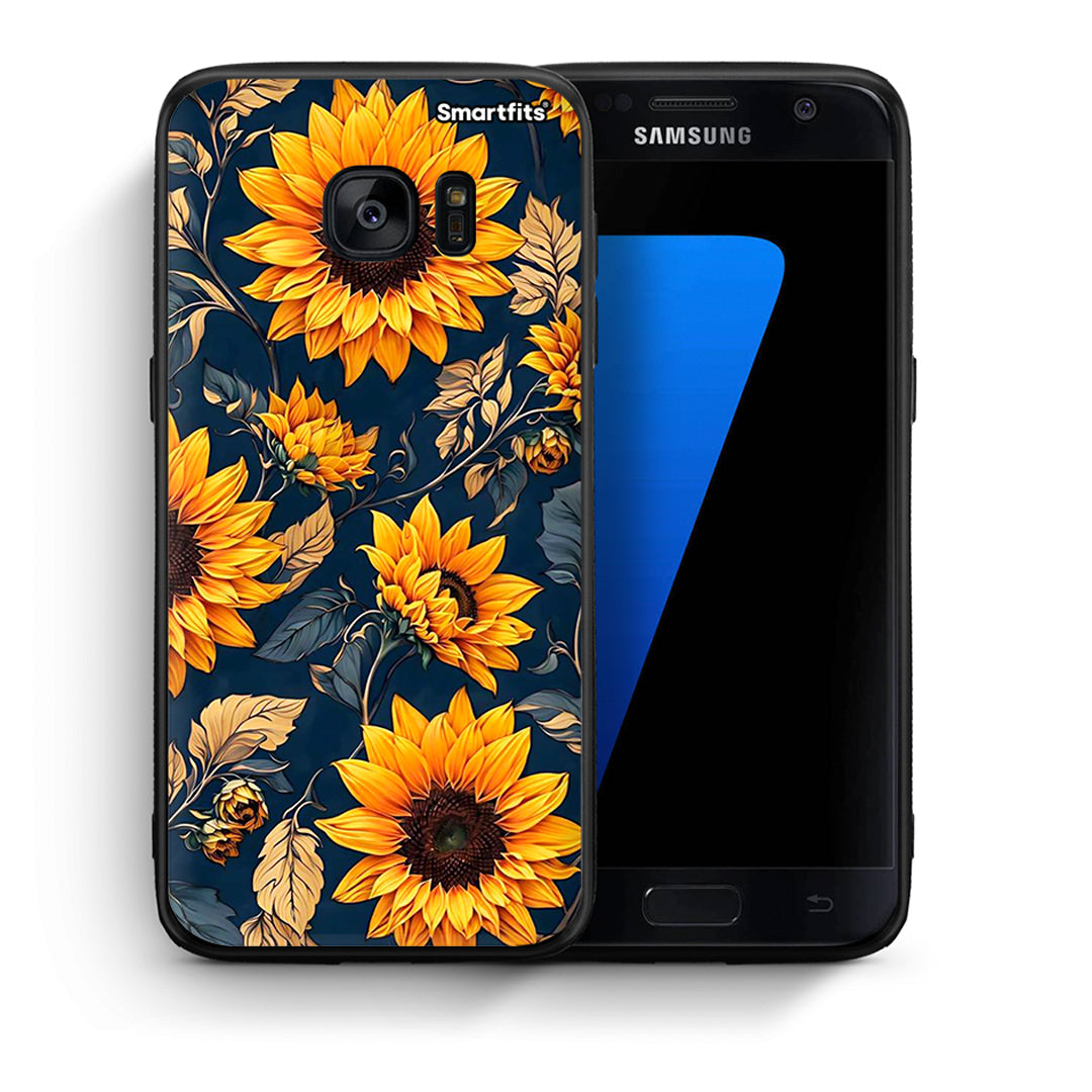 Θήκη Samsung S7 Autumn Sunflowers από τη Smartfits με σχέδιο στο πίσω μέρος και μαύρο περίβλημα | Samsung S7 Autumn Sunflowers case with colorful back and black bezels