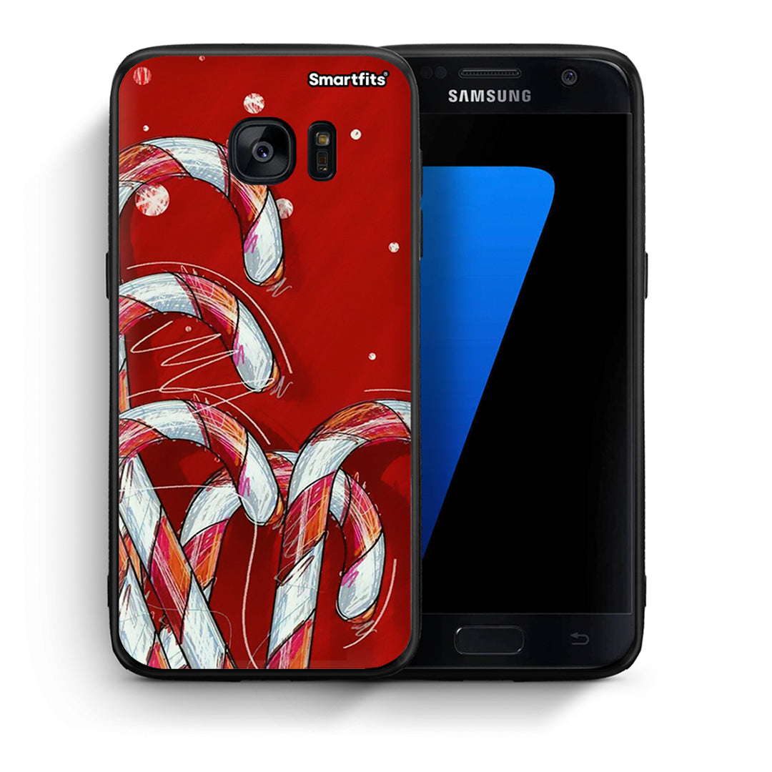 Θήκη Samsung S7 Candy Cane από τη Smartfits με σχέδιο στο πίσω μέρος και μαύρο περίβλημα | Samsung S7 Candy Cane case with colorful back and black bezels