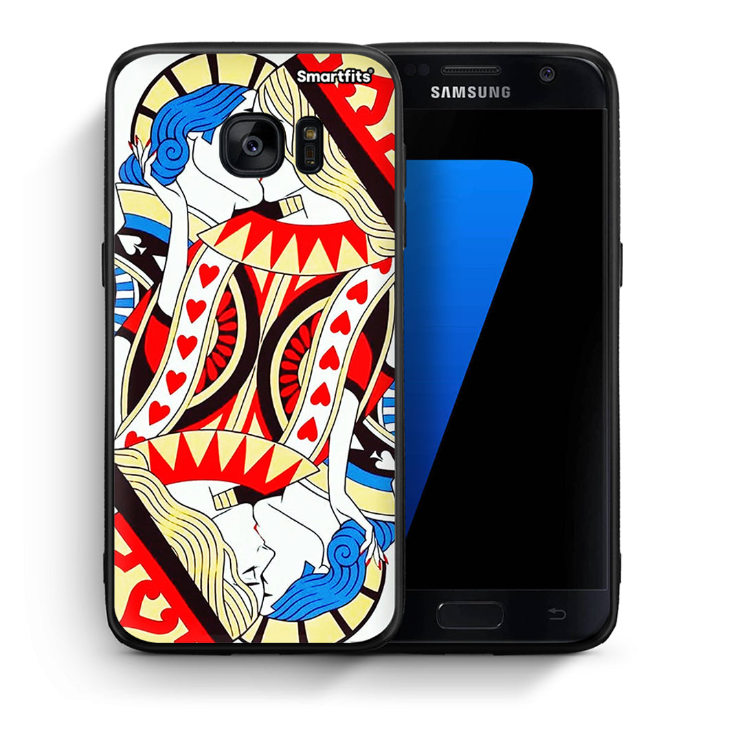 Θήκη Samsung S7 Card Love από τη Smartfits με σχέδιο στο πίσω μέρος και μαύρο περίβλημα | Samsung S7 Card Love case with colorful back and black bezels