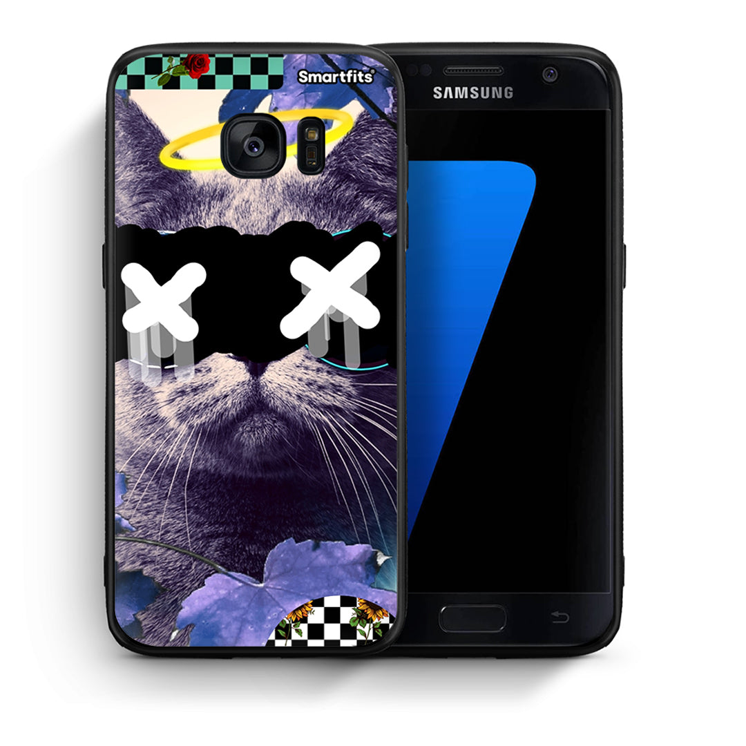 Θήκη Samsung S7 Cat Collage από τη Smartfits με σχέδιο στο πίσω μέρος και μαύρο περίβλημα | Samsung S7 Cat Collage case with colorful back and black bezels