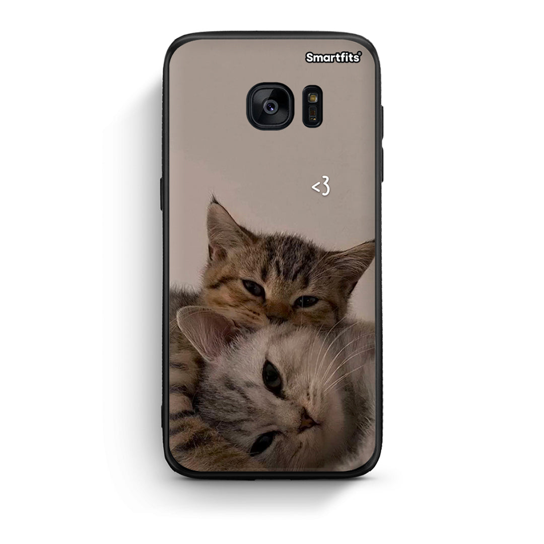 samsung s7 Cats In Love Θήκη από τη Smartfits με σχέδιο στο πίσω μέρος και μαύρο περίβλημα | Smartphone case with colorful back and black bezels by Smartfits