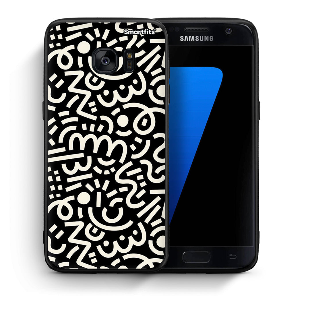 Θήκη Samsung S7 Doodle Art από τη Smartfits με σχέδιο στο πίσω μέρος και μαύρο περίβλημα | Samsung S7 Doodle Art case with colorful back and black bezels