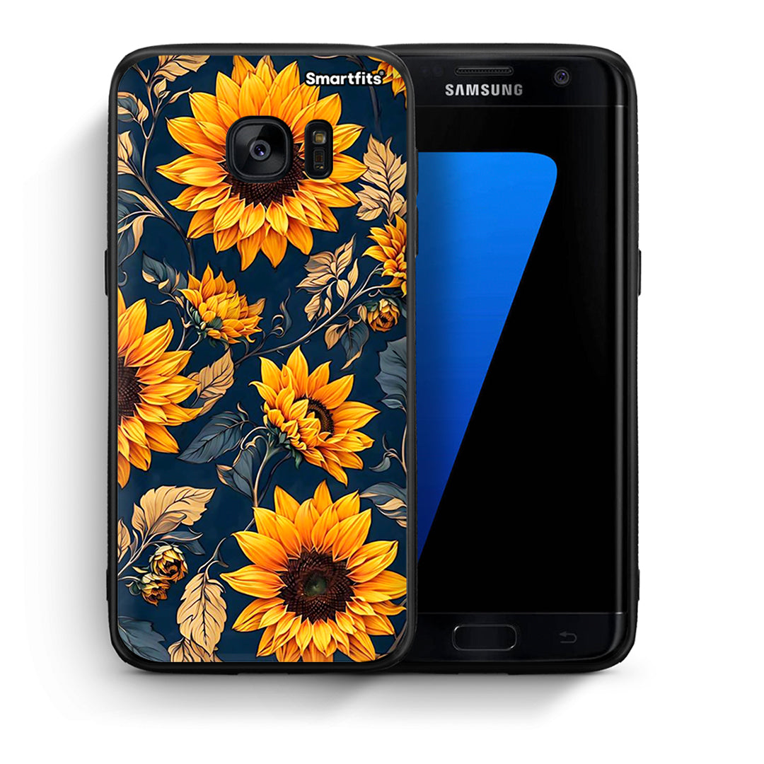 Θήκη Samsung S7 Edge Autumn Sunflowers από τη Smartfits με σχέδιο στο πίσω μέρος και μαύρο περίβλημα | Samsung S7 Edge Autumn Sunflowers case with colorful back and black bezels