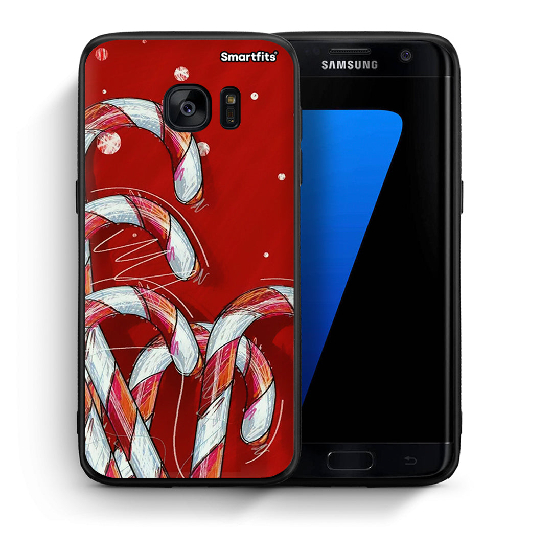 Θήκη Samsung S7 Edge Candy Cane από τη Smartfits με σχέδιο στο πίσω μέρος και μαύρο περίβλημα | Samsung S7 Edge Candy Cane case with colorful back and black bezels