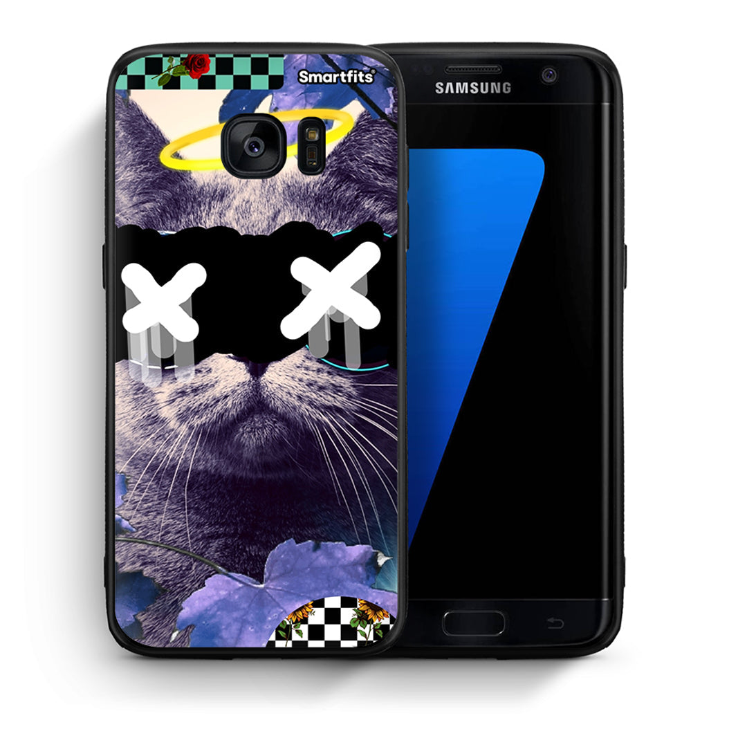 Θήκη Samsung S7 Edge Cat Collage από τη Smartfits με σχέδιο στο πίσω μέρος και μαύρο περίβλημα | Samsung S7 Edge Cat Collage case with colorful back and black bezels