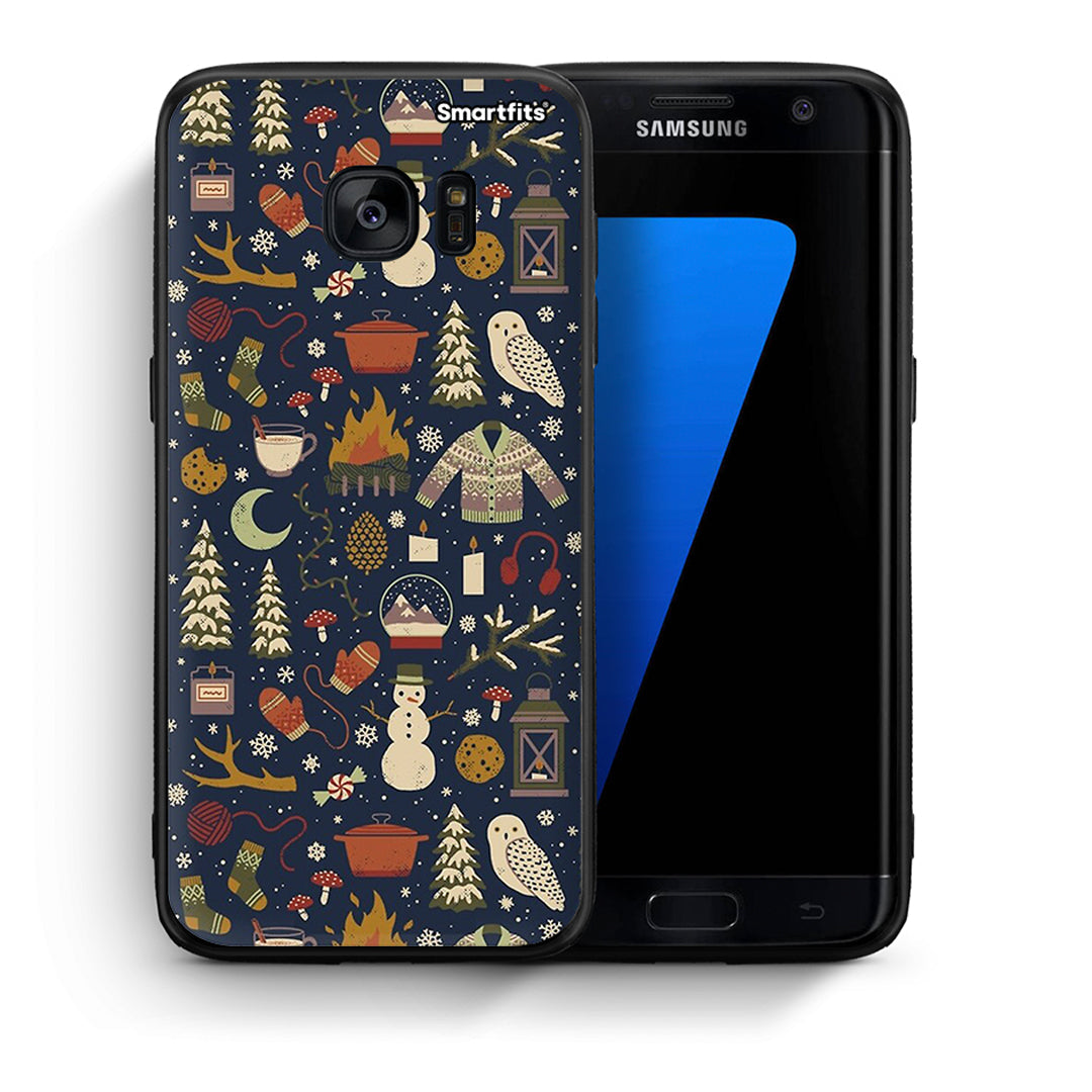 Θήκη Samsung S7 Edge Christmas Elements από τη Smartfits με σχέδιο στο πίσω μέρος και μαύρο περίβλημα | Samsung S7 Edge Christmas Elements case with colorful back and black bezels