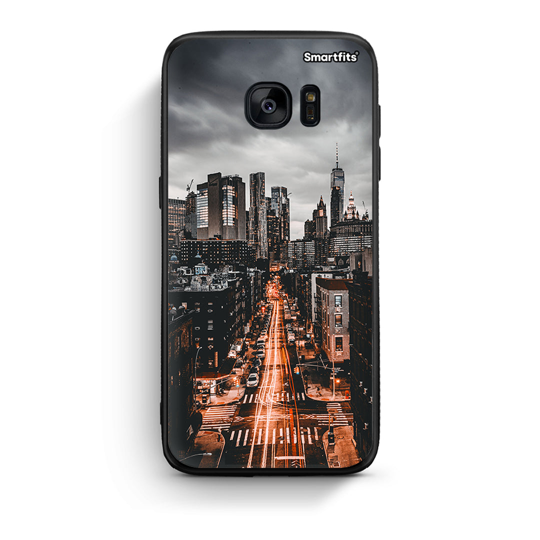 samsung s7 City Lights θήκη από τη Smartfits με σχέδιο στο πίσω μέρος και μαύρο περίβλημα | Smartphone case with colorful back and black bezels by Smartfits