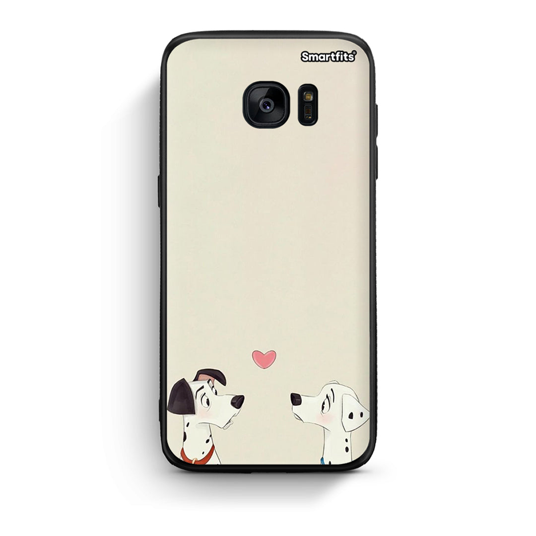 samsung s7 edge Dalmatians Love θήκη από τη Smartfits με σχέδιο στο πίσω μέρος και μαύρο περίβλημα | Smartphone case with colorful back and black bezels by Smartfits