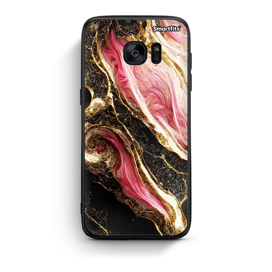 samsung s7 Glamorous Pink Marble θήκη από τη Smartfits με σχέδιο στο πίσω μέρος και μαύρο περίβλημα | Smartphone case with colorful back and black bezels by Smartfits