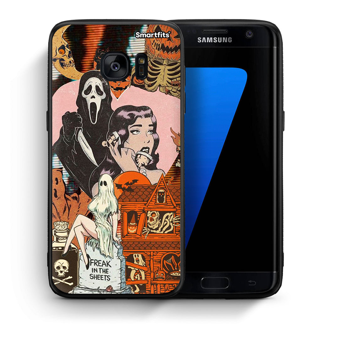 Θήκη Samsung S7 Edge Halloween Collage από τη Smartfits με σχέδιο στο πίσω μέρος και μαύρο περίβλημα | Samsung S7 Edge Halloween Collage case with colorful back and black bezels