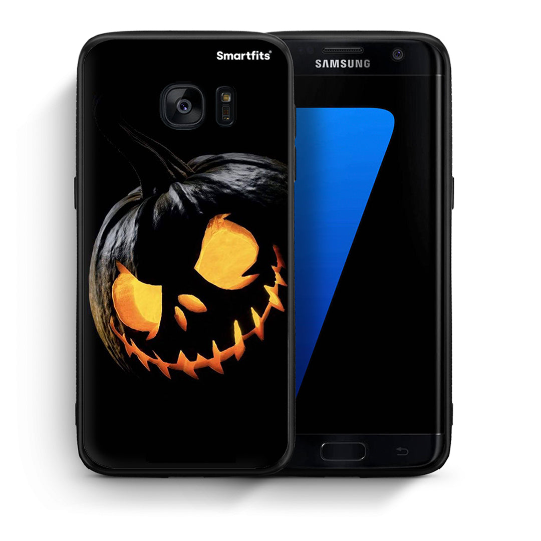 Θήκη Samsung S7 Edge Halloween Scary Pumpkin από τη Smartfits με σχέδιο στο πίσω μέρος και μαύρο περίβλημα | Samsung S7 Edge Halloween Scary Pumpkin case with colorful back and black bezels