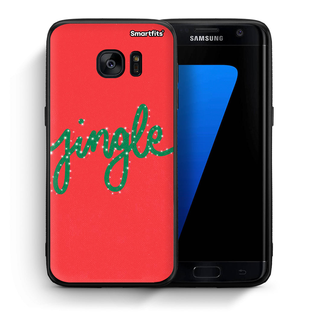 Θήκη Samsung S7 Edge Jingle Xmas από τη Smartfits με σχέδιο στο πίσω μέρος και μαύρο περίβλημα | Samsung S7 Edge Jingle Xmas case with colorful back and black bezels