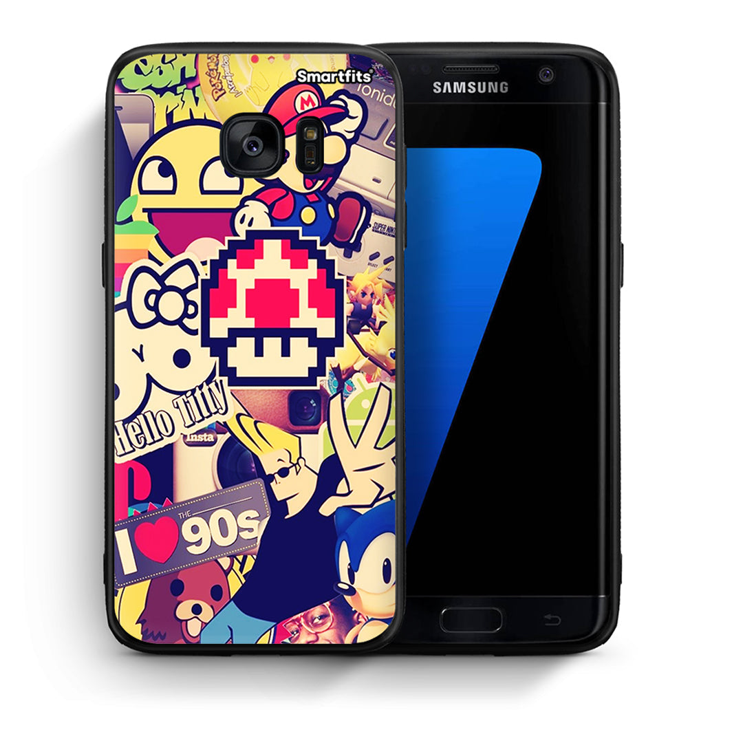 Θήκη Samsung S7 Edge Love The 90s από τη Smartfits με σχέδιο στο πίσω μέρος και μαύρο περίβλημα | Samsung S7 Edge Love The 90s case with colorful back and black bezels