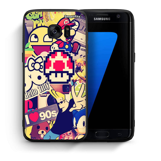 Θήκη Samsung S7 Edge Love The 90s από τη Smartfits με σχέδιο στο πίσω μέρος και μαύρο περίβλημα | Samsung S7 Edge Love The 90s case with colorful back and black bezels