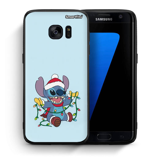 Θήκη Samsung S7 Edge Santa Stich από τη Smartfits με σχέδιο στο πίσω μέρος και μαύρο περίβλημα | Samsung S7 Edge Santa Stich case with colorful back and black bezels