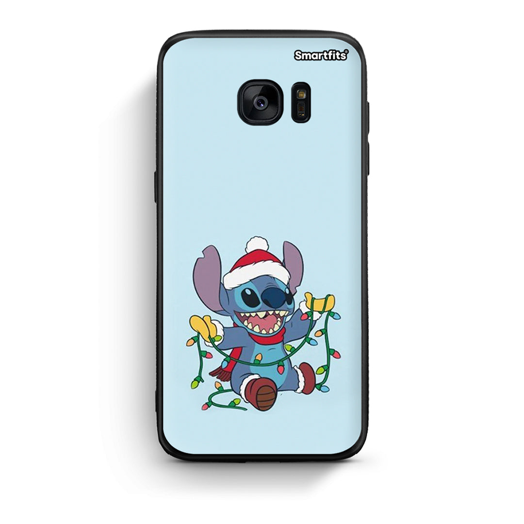 samsung s7 Santa Stich θήκη από τη Smartfits με σχέδιο στο πίσω μέρος και μαύρο περίβλημα | Smartphone case with colorful back and black bezels by Smartfits