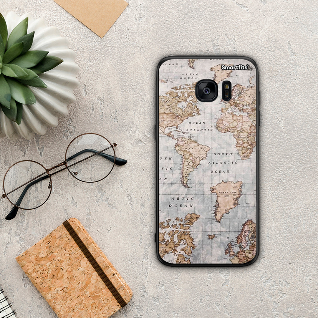 World Map - Samsung Galaxy S7 Edge θήκη