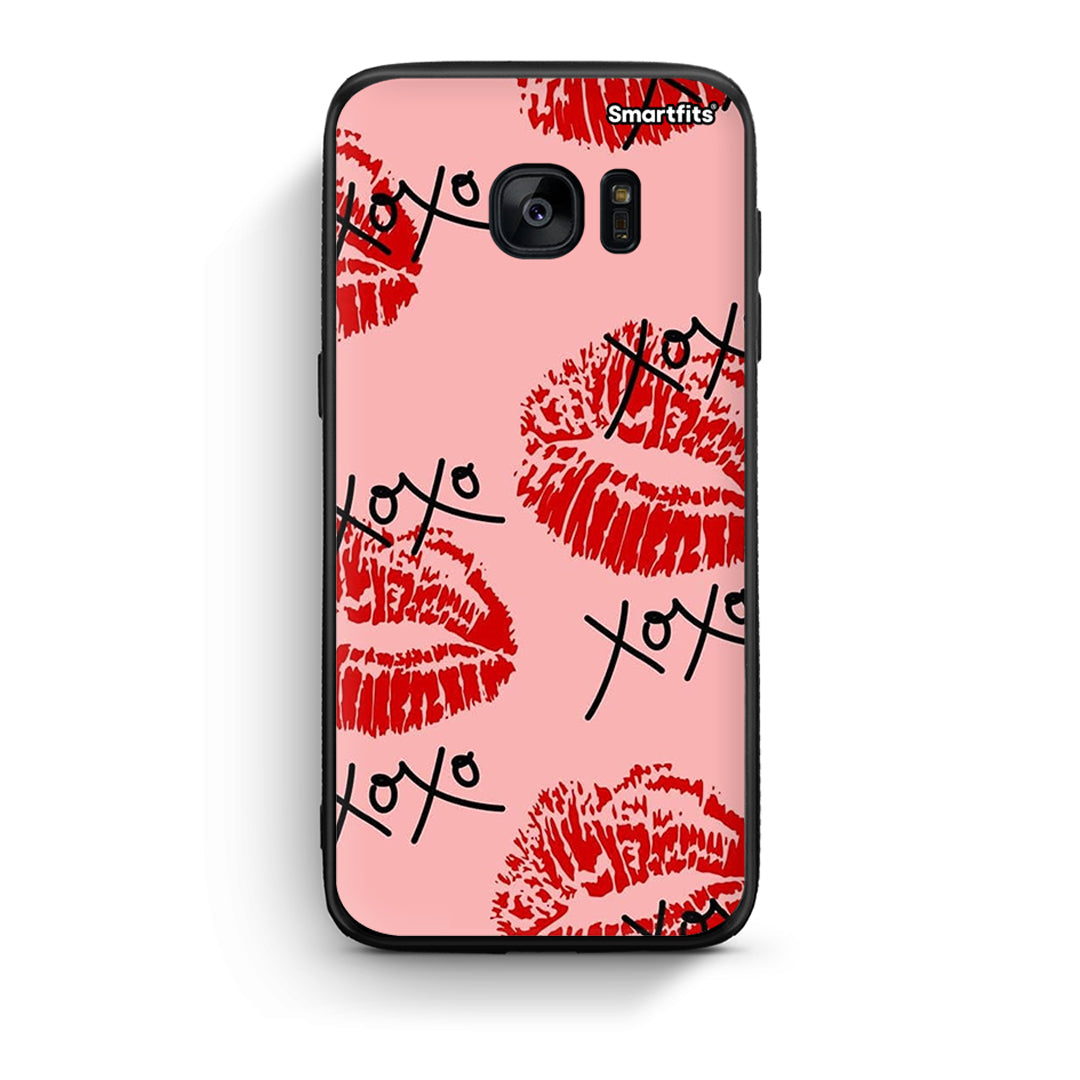 samsung s7 XOXO Lips θήκη από τη Smartfits με σχέδιο στο πίσω μέρος και μαύρο περίβλημα | Smartphone case with colorful back and black bezels by Smartfits