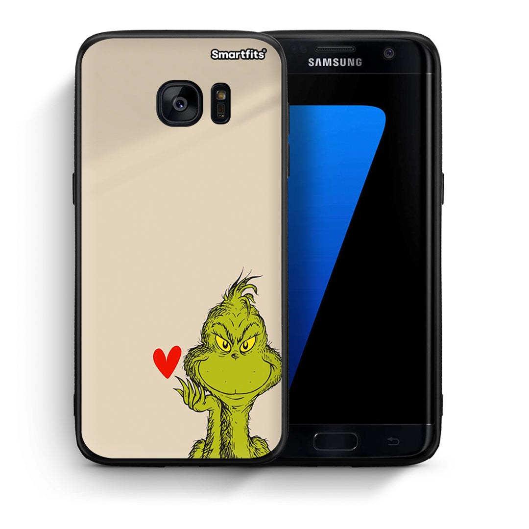 Θήκη Samsung S7 Edge Xmas Grinch από τη Smartfits με σχέδιο στο πίσω μέρος και μαύρο περίβλημα | Samsung S7 Edge Xmas Grinch case with colorful back and black bezels