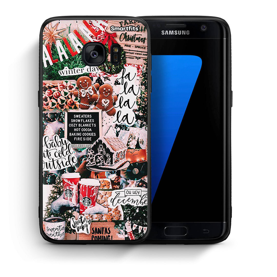Θήκη Samsung S7 Edge Xmas Habbits από τη Smartfits με σχέδιο στο πίσω μέρος και μαύρο περίβλημα | Samsung S7 Edge Xmas Habbits case with colorful back and black bezels