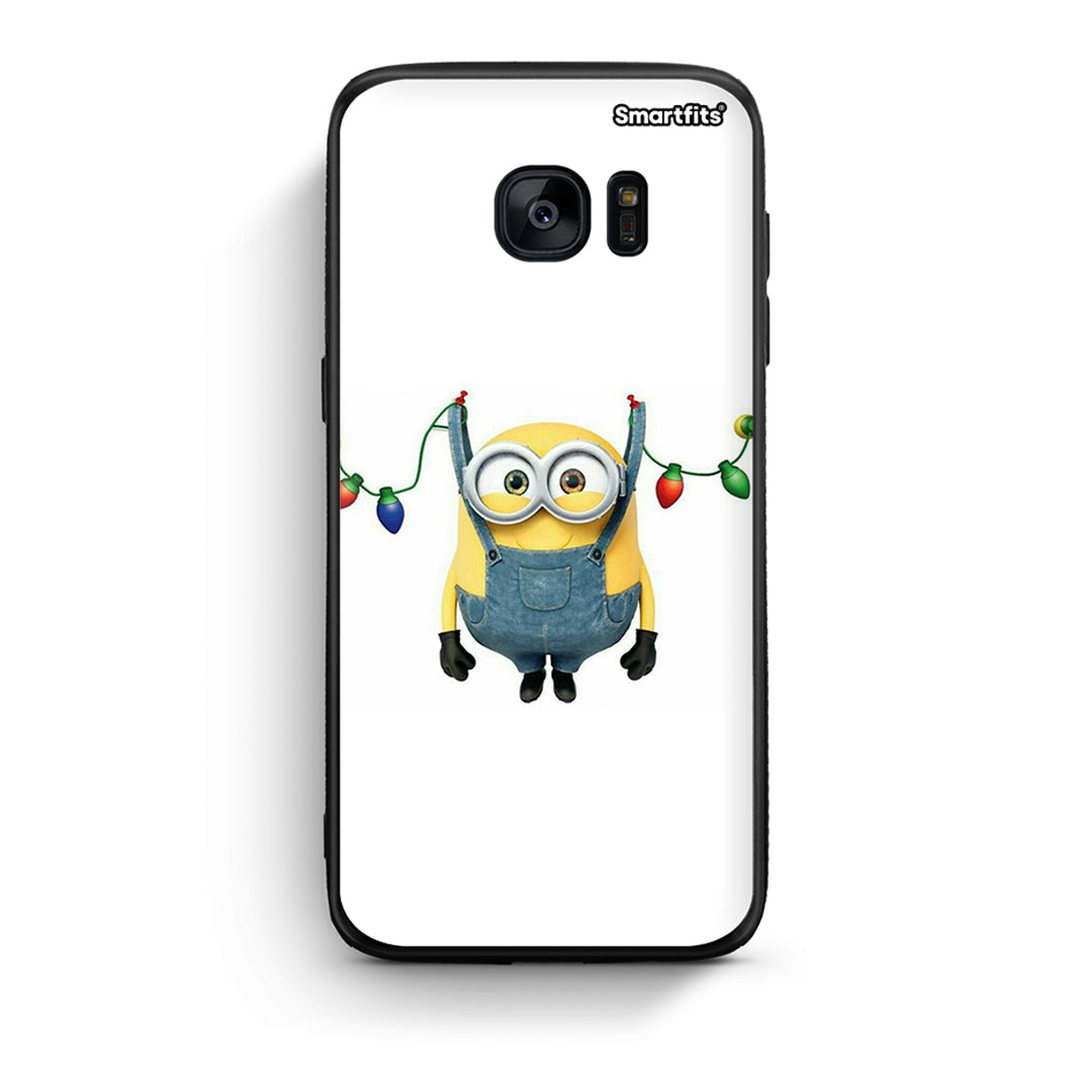 samsung s7 edge Xmas Minion Lights θήκη από τη Smartfits με σχέδιο στο πίσω μέρος και μαύρο περίβλημα | Smartphone case with colorful back and black bezels by Smartfits
