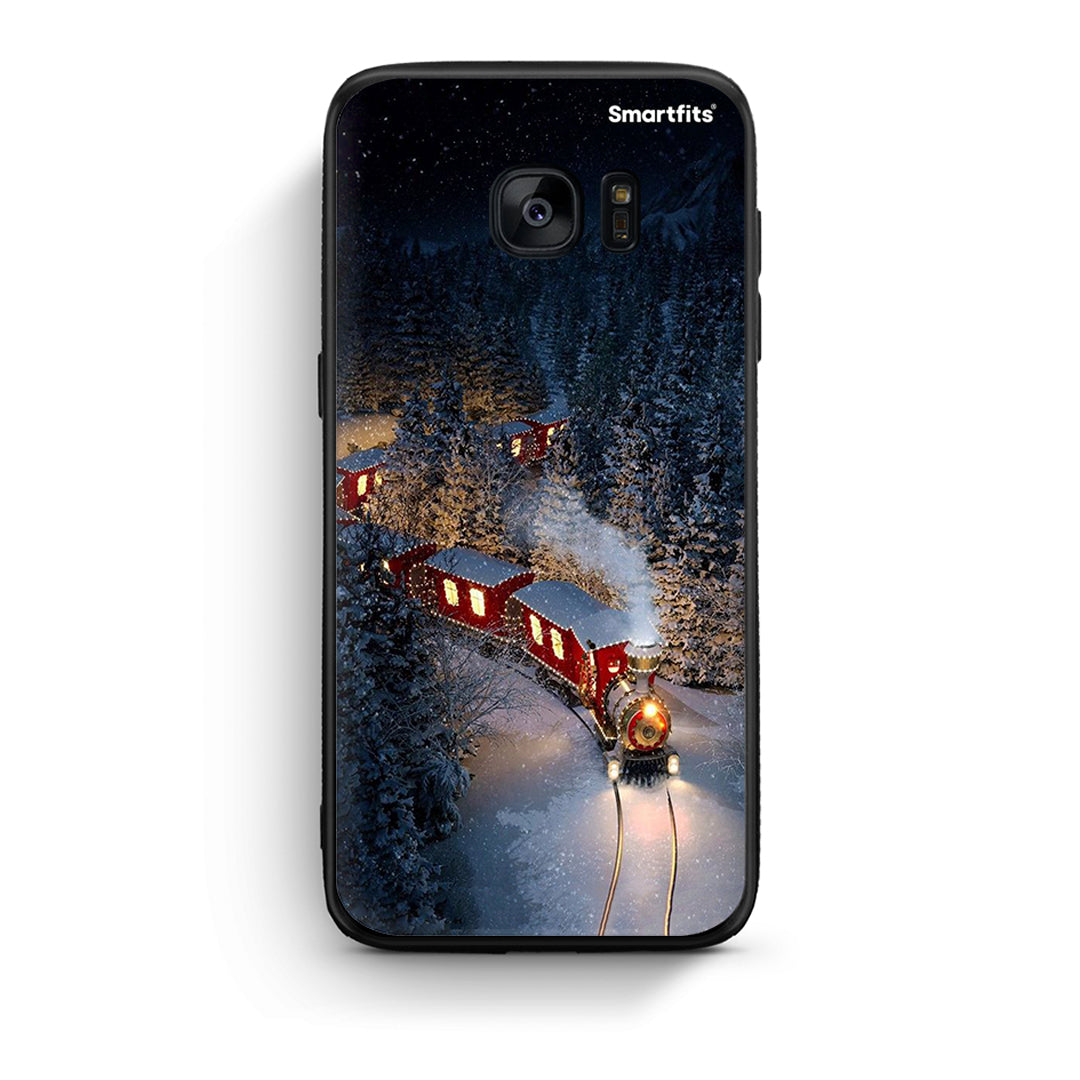 samsung s7 edge Xmas Train θήκη από τη Smartfits με σχέδιο στο πίσω μέρος και μαύρο περίβλημα | Smartphone case with colorful back and black bezels by Smartfits