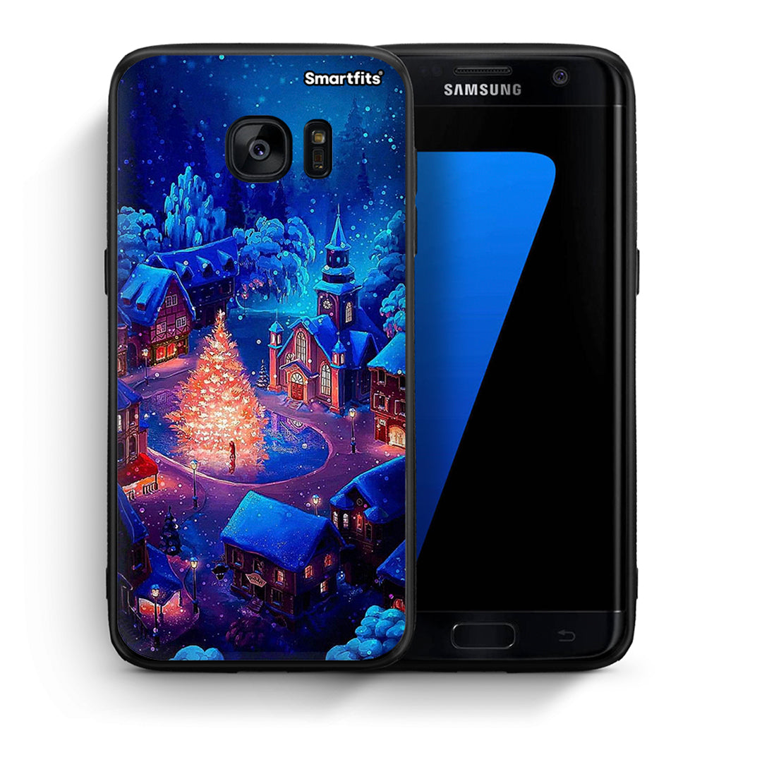 Θήκη Samsung S7 Edge Xmas Village από τη Smartfits με σχέδιο στο πίσω μέρος και μαύρο περίβλημα | Samsung S7 Edge Xmas Village case with colorful back and black bezels