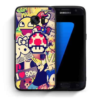 Θήκη Samsung S7 Love The 90s από τη Smartfits με σχέδιο στο πίσω μέρος και μαύρο περίβλημα | Samsung S7 Love The 90s case with colorful back and black bezels