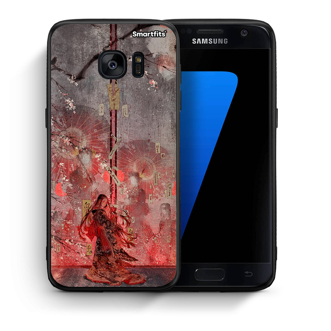 Θήκη Samsung S7 Nezuko Kamado από τη Smartfits με σχέδιο στο πίσω μέρος και μαύρο περίβλημα | Samsung S7 Nezuko Kamado case with colorful back and black bezels