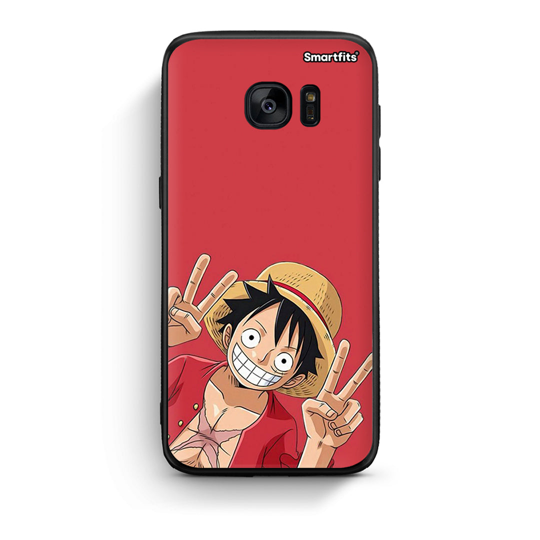 samsung s7 Pirate Luffy Θήκη από τη Smartfits με σχέδιο στο πίσω μέρος και μαύρο περίβλημα | Smartphone case with colorful back and black bezels by Smartfits
