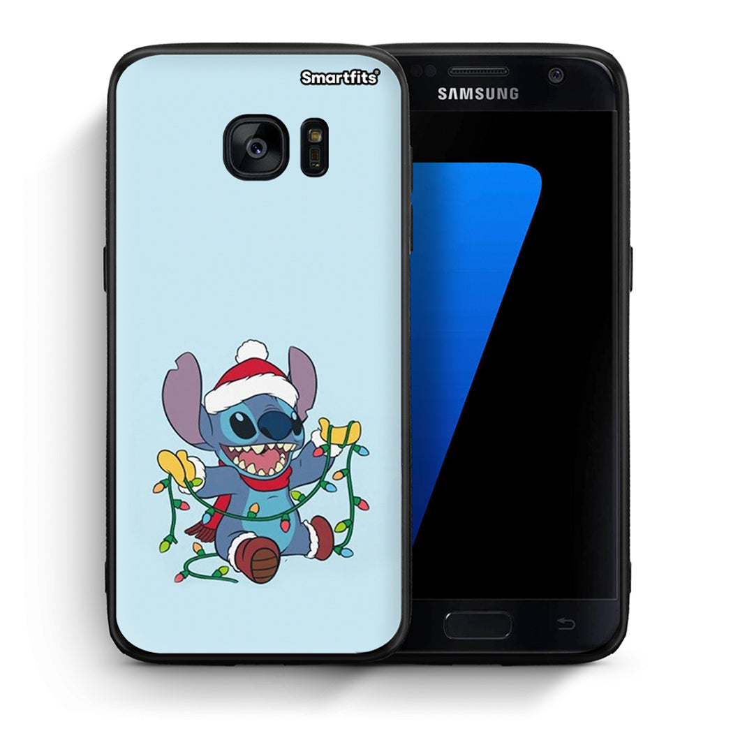 Θήκη Samsung S7 Santa Stich από τη Smartfits με σχέδιο στο πίσω μέρος και μαύρο περίβλημα | Samsung S7 Santa Stich case with colorful back and black bezels