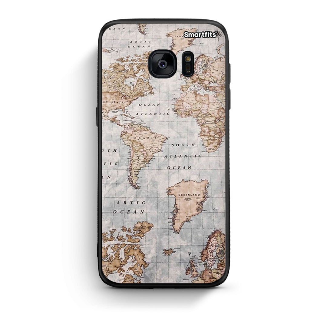 samsung s7 World Map Θήκη από τη Smartfits με σχέδιο στο πίσω μέρος και μαύρο περίβλημα | Smartphone case with colorful back and black bezels by Smartfits