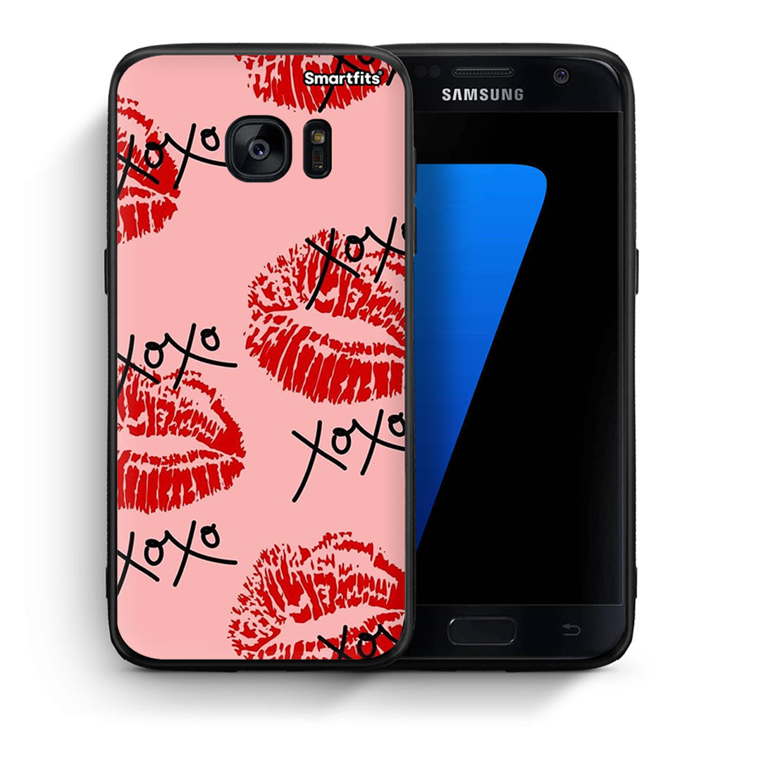 Θήκη Samsung S7 XOXO Lips από τη Smartfits με σχέδιο στο πίσω μέρος και μαύρο περίβλημα | Samsung S7 XOXO Lips case with colorful back and black bezels