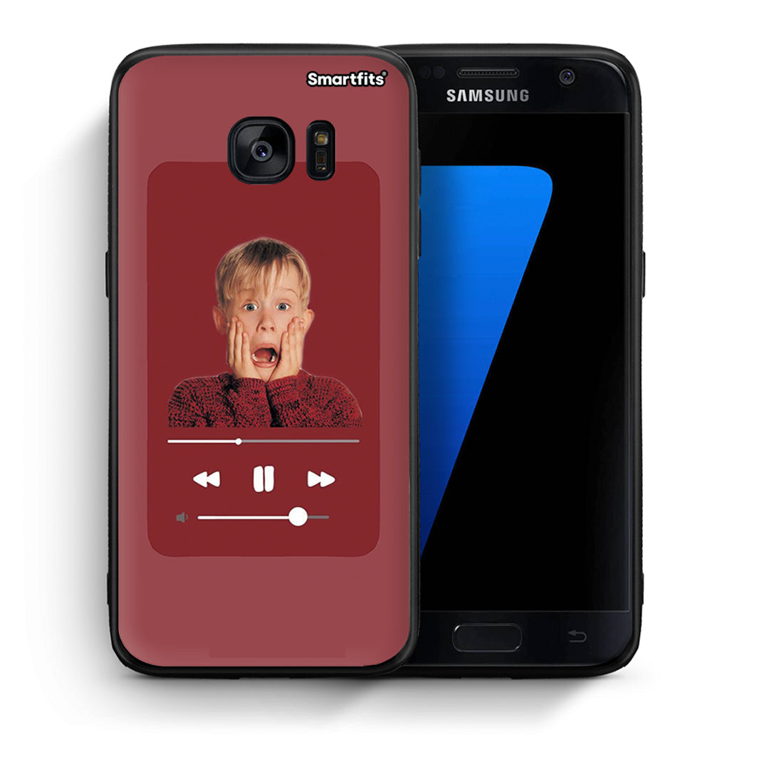 Θήκη Samsung S7 Xmas Alone Music από τη Smartfits με σχέδιο στο πίσω μέρος και μαύρο περίβλημα | Samsung S7 Xmas Alone Music case with colorful back and black bezels