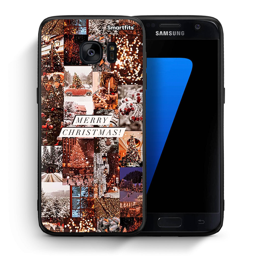 Θήκη Samsung S7 Xmas Collage από τη Smartfits με σχέδιο στο πίσω μέρος και μαύρο περίβλημα | Samsung S7 Xmas Collage case with colorful back and black bezels