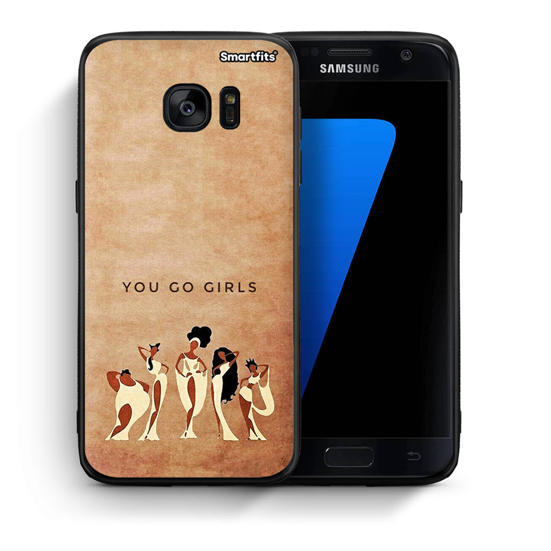 Θήκη Samsung S7 You Go Girl από τη Smartfits με σχέδιο στο πίσω μέρος και μαύρο περίβλημα | Samsung S7 You Go Girl case with colorful back and black bezels