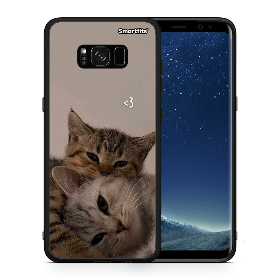 Θήκη Samsung S8+ Cats In Love από τη Smartfits με σχέδιο στο πίσω μέρος και μαύρο περίβλημα | Samsung S8+ Cats In Love case with colorful back and black bezels