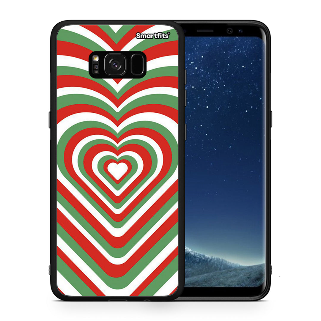 Θήκη Samsung S8 Christmas Hearts από τη Smartfits με σχέδιο στο πίσω μέρος και μαύρο περίβλημα | Samsung S8 Christmas Hearts case with colorful back and black bezels